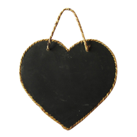 27X24cm Wooden Heart Shaped Hanging Black Board with rope boarder Great for Café's or Notice Board