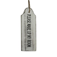 22cm Door Hanging “Please Make Up My Room” “Do Not Disturb” Wooden White Wash