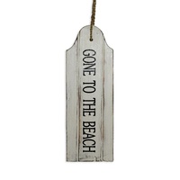 22cm Door Hanging “GONE TO THE BEACH” Sign Plaque, Wooden, White Wash