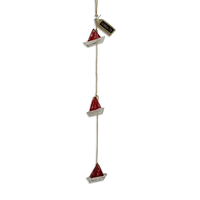 60cm Nest of 3 Boats in Red and White Wash, Hamptons Style Hanging Wooden