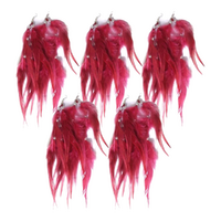 5x Pairs of Red 20cm Feather Earrings with Silver Beads, Costume Accessory