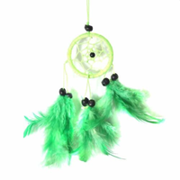 5cm Dream Catcher Lime Green Web Design with Feathers, and Beads Bright Range