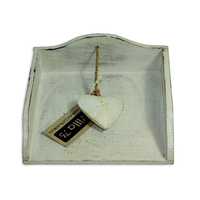 18x18cm Napkin Holder with Heart in White Wash Vintage Beach Style