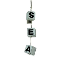 55cm White Wash Hanging Blocks Wording SEA Wooden Hand Made Hamptons