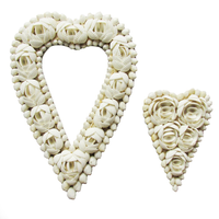 Set of Two Shell Heart Hangings 32cm and 17cm Hand Made Wall Art White