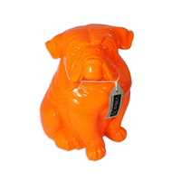 31.5cm Sitting Fluro Orange British BullDog Designer Resin Statue / Ornament