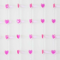 90x180cm Beaded Door Curtains Pink Heart Design MQ-041