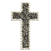 40cm Crucifix Haulstellum Shell Brown / White Design