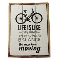 Life is Like a Bicycle 40x31cm Wooden Hanging Sign Beach Theme