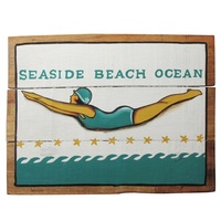 Seaside Beach Ocean Man Cave 40x31cm Wooden Hanging Sign Beach Theme