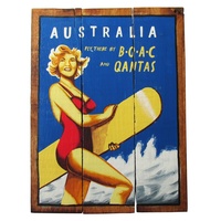 Australia BOAC and Qantas 40x31cm Wooden Hanging Sign Beach Theme