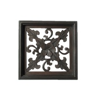 Vine and Frangipani 40cm Hand Carved Wooden Screen Plaque Brown Colour FRAME