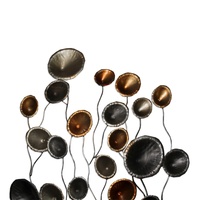 120x65cm Metal Silver and Cooper Colour Blooms Designer Wall Art