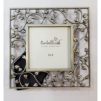 New 1pce 3x3" Leafy Vine Style Heart Frame Silver