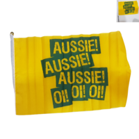 2pce Aussie Team Supporter Flag 45x30cm Yellow & Green Waving