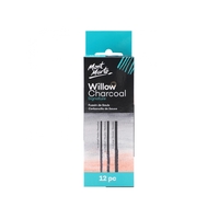 Mont Marte Willow Charcoal 12pce Soft/Light Natural Sketching and Drawing