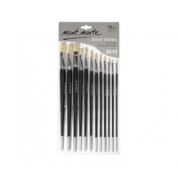 Mont Marte Silver Series Artist Brushes 12pce Flat 1-12
