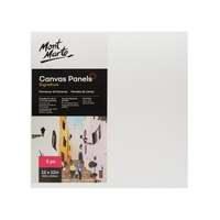 Mont Marte Canvas Panels 2pce 30cm Square Wrapped Canvas Art Board 12in" White