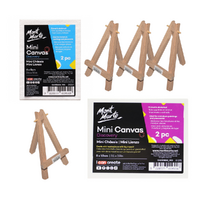 Mont Marte Mini Canvas Set with Display Easels, 4pce 6cm 8cm 10cm Kit