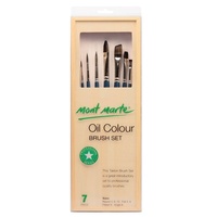 Mont Marte Oil Brush Set Taklon Brush Box 7pce