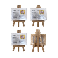 4x Mont Marte Mini Display Easels with Canvas 8cm x 6cm Bulk Set