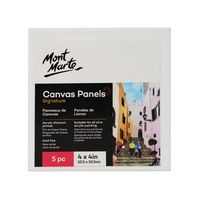 Mont Marte Canvas Panels 5pce 10cm Square Small Canvas Art Board 4x4in" White