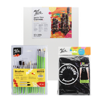 Kids Beginner Artist Kit with Apron Smock, Art Canvas & Paintbrushes Gift Set