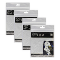 4x Mont Marte Imitation Silver Leaf Packs, 14cm 100 Sheets Bulk Set