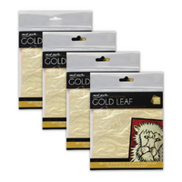 4x Mont Marte Imitation Gold Leaf Packs, 14cm 100 Sheets Bulk Set