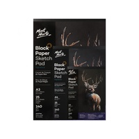 1pce Mont Marte Black Paper Sketch Pad 140gsm 25 Sheets, A3 A4 A5, Sketching Paper