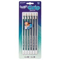 Mont Marte Graphite Grip Pencils HB/2B 12pce for Drawing and Sketching