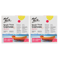 2x Mont Marte Canvas 10cm Square Thin Canvases Small Mini Stretched Frame 4in"