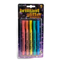 Mont Marte Glitter Markers 5pce for Drawing & Illustrating
