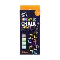 10pce Mont Marte Kids Colour Sidewalk Chalk with Games 