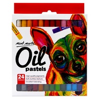 Mont Marte Oil Pastels 24pce, High Quality Pigment Colours