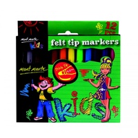Mont Marte Kids Felt Tip Markers 12pce - Thick Tip 4.5mm