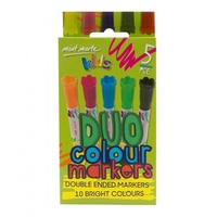 Mont Marte 5pce Kids Duo Colour Markers, 10 Bright Colours