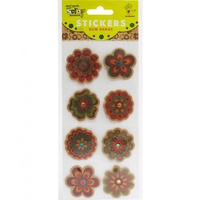 Mont Marte Scrapbooking Stickers - Kraft Printed Flowers 8pce For Scrapbook Craft