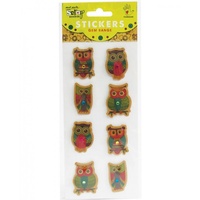 Mont Marte Scrapbooking Stickers - Kraft Printed Owls 8pce For Scrapbook Craft