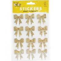 Mont Marte Scrapbooking Stickers - Kraft Bows 12pce For Scrapbook Craft
