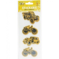 Mont Marte Scrapbooking Stickers - Printed Vintage Cars 4pce For Scrapbook Craft