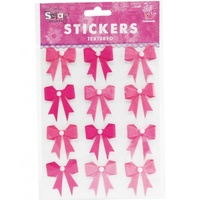 Mont Marte Scrapbooking Stickers - Pearl Bows Strawberry Fields 12pce For Scrapbook Craft