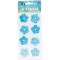 Mont Marte Scrapbooking Stickers - Embossed Pearl Petals Ocean 8pce For Scrapbook Craft