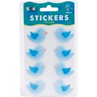 Mont Marte Scrapbooking Stickers - Vellum Bird Blue 8pce For Scrapbook Craft