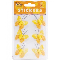 Mont Marte Scrapbooking Stickers - Vellum Butterflies Yellow 6pce For Scrapbook Craft