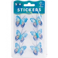 Mont Marte Scrapbooking Stickers - Vellum Butterflies Blue 6pce For Scrapbook Craft