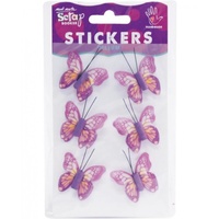 Mont Marte Scrapbooking Stickers - Vellum Butterflies Purple 6pce For Scrapbook Craft