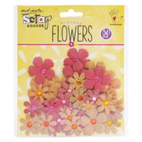 Mont Marte Scrapbooking Flowers - Tye Dye Gypsies Rustic Blush 50pce For Scrapbook Craft