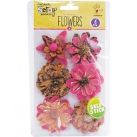 Mont Marte Scrapbooking Flowers - Corella Flowers Rustic Blush 6pce For Scrapbook Craft