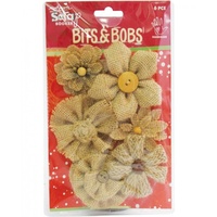 Mont Marte Scrapbooking Bits & Bobs - Natural Fabric Blooms 6pce For Scrapbook Craft